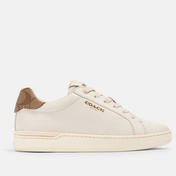 Coach Shoes - women's Coach NewYork Clip Low PVC neutral sneakers chalk khaki color 8.5B